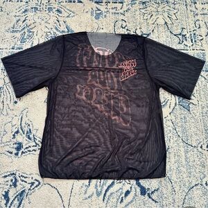 Mesh oversized graphic festival beach top